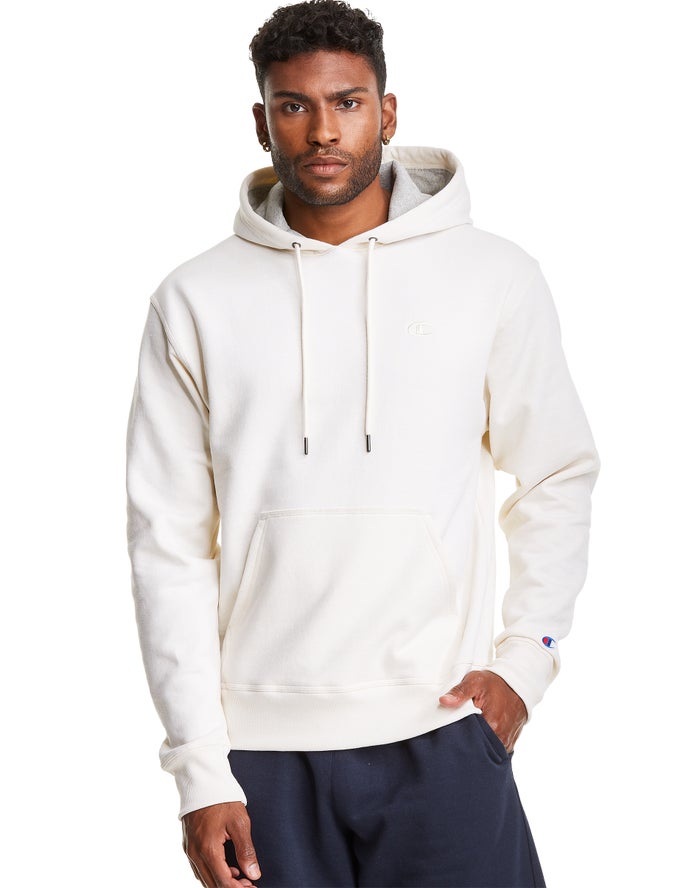 Champion Powerblend Fleece C Logo Hoodie Heren - Wit - Belgie 4263EZFSV